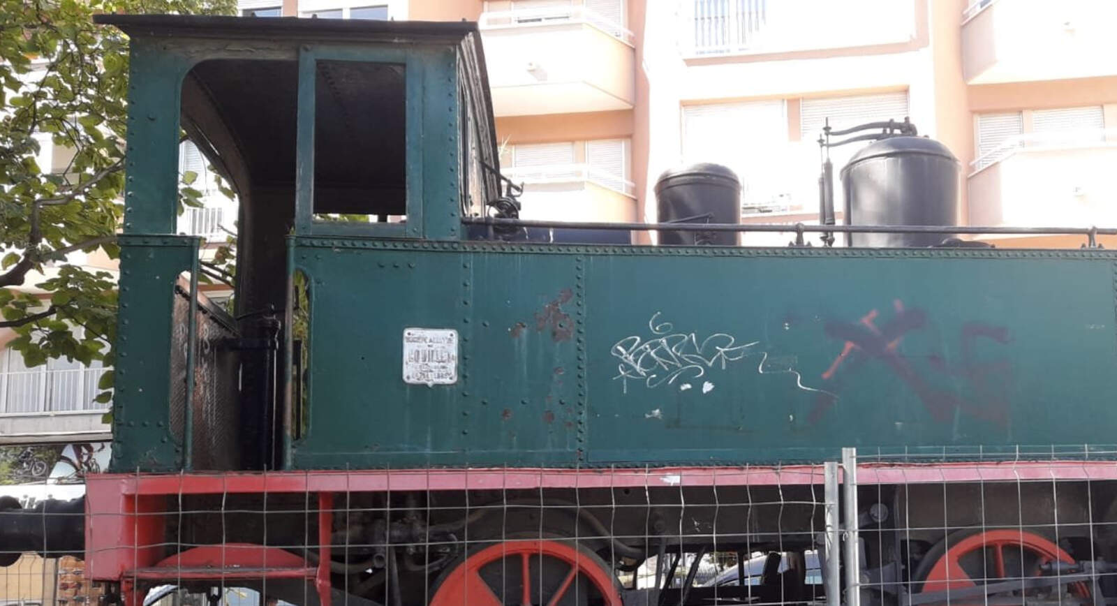 Màquina de tren a la Rambla
