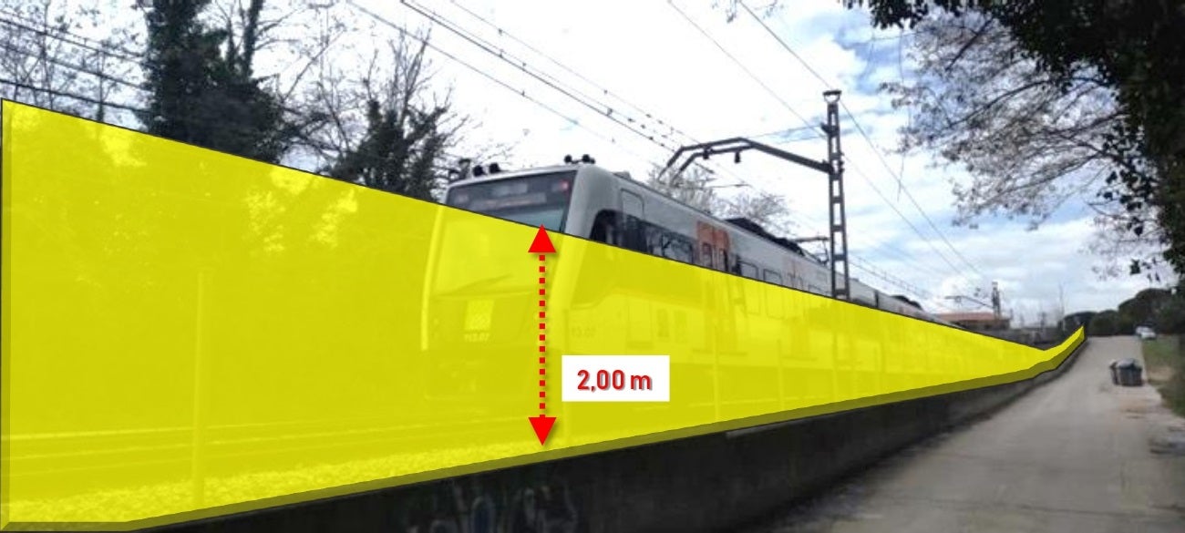 Simulació d’una de les futures tanques, en el tram entre les estacions de Bellaterra i de Sant Joan | FGC