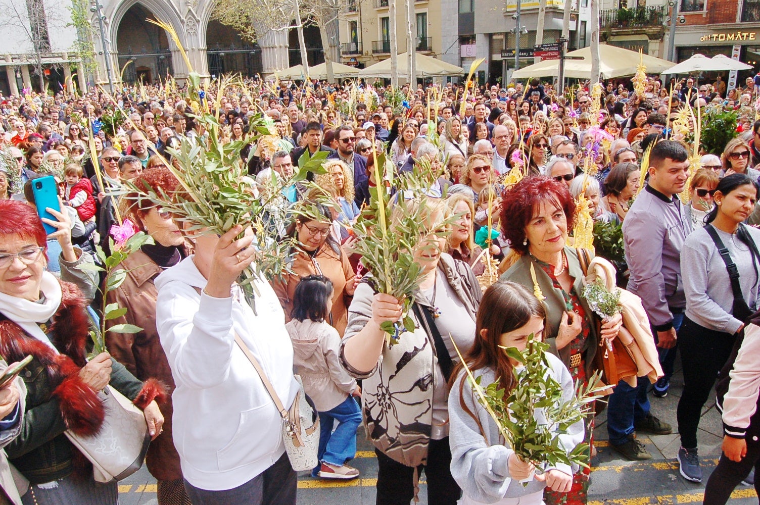 Diumenge de Rams a la plaça Vella de Terrassa. L’Església commemora l’entrada de Jesús a Jerusalem, segons es relata en els evangelis, essent aclamat pel poble que l’acompanya amb les típiques palmes i branques d’olivera.