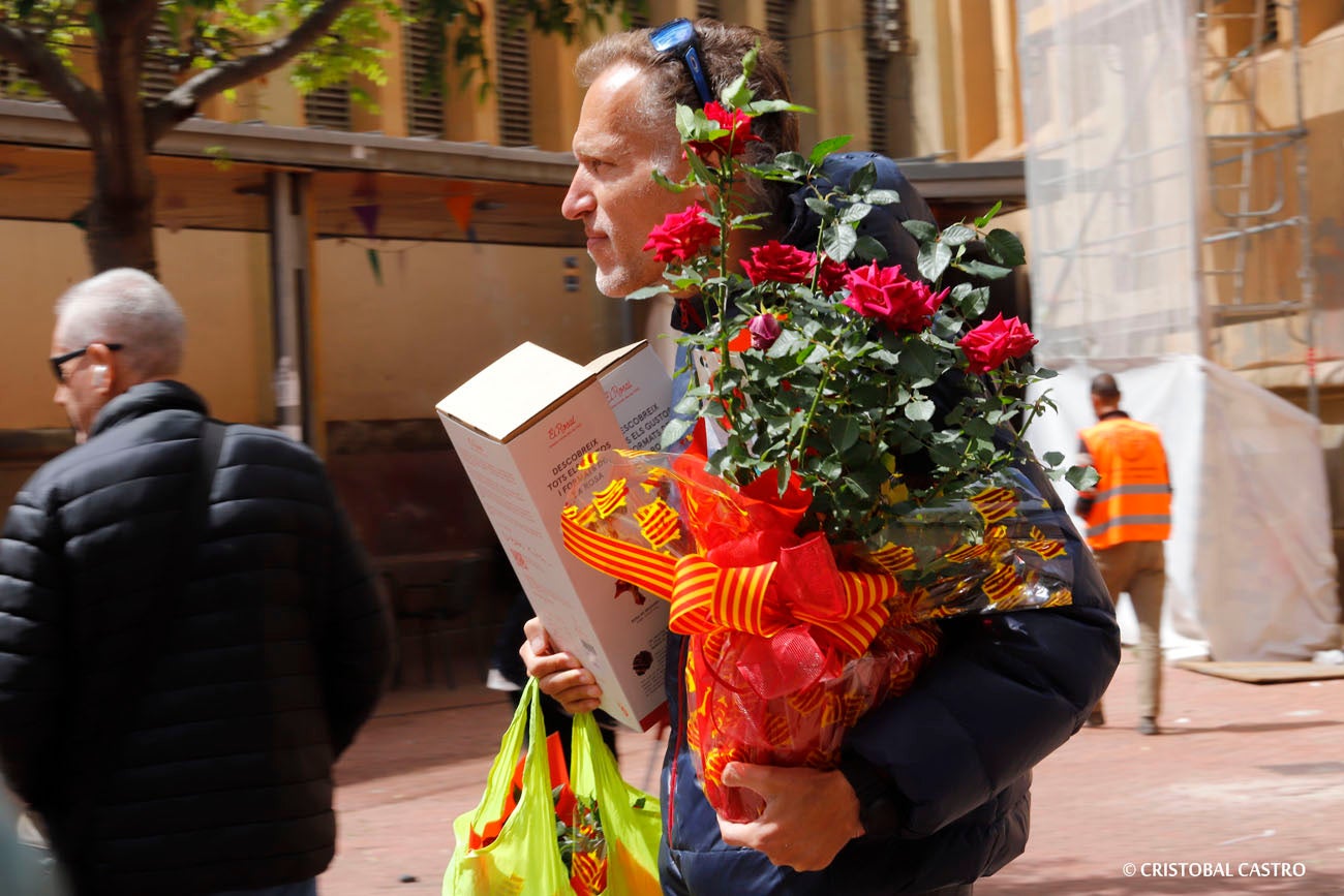 Terrassencs i terrassenques han tornat a sortir al carrer per gaudir de la diada de Sant Jordi 2024. Uns 260 punts de venda, situats sobretot al centre de la ciutat, ofereixen llibres i roses a la multitud que no es vol perdre el dia més bonic de l'any.