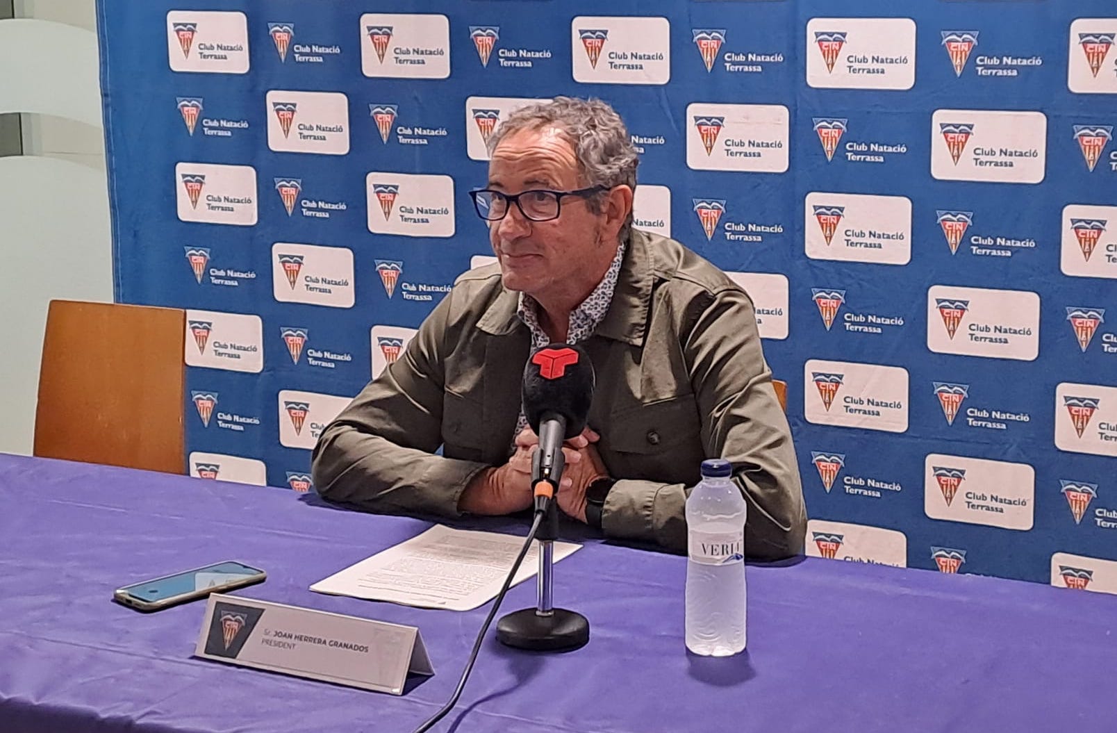 Joan Herrera ha afrontat avui la seva darrera roda de premsa com a president del CN Terrassa | Oriol Manrique