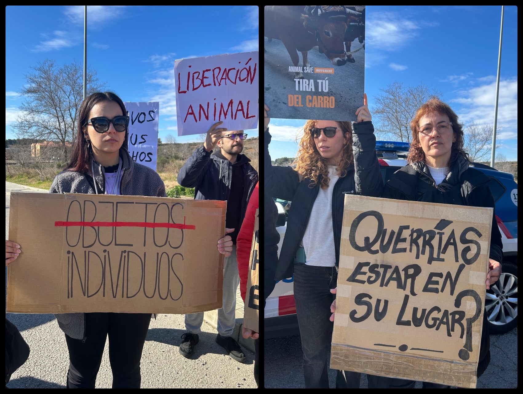 Protesta dels animalistes durant la festivitat dels Tres Tombs a Terrassa | Vallès Animal Save