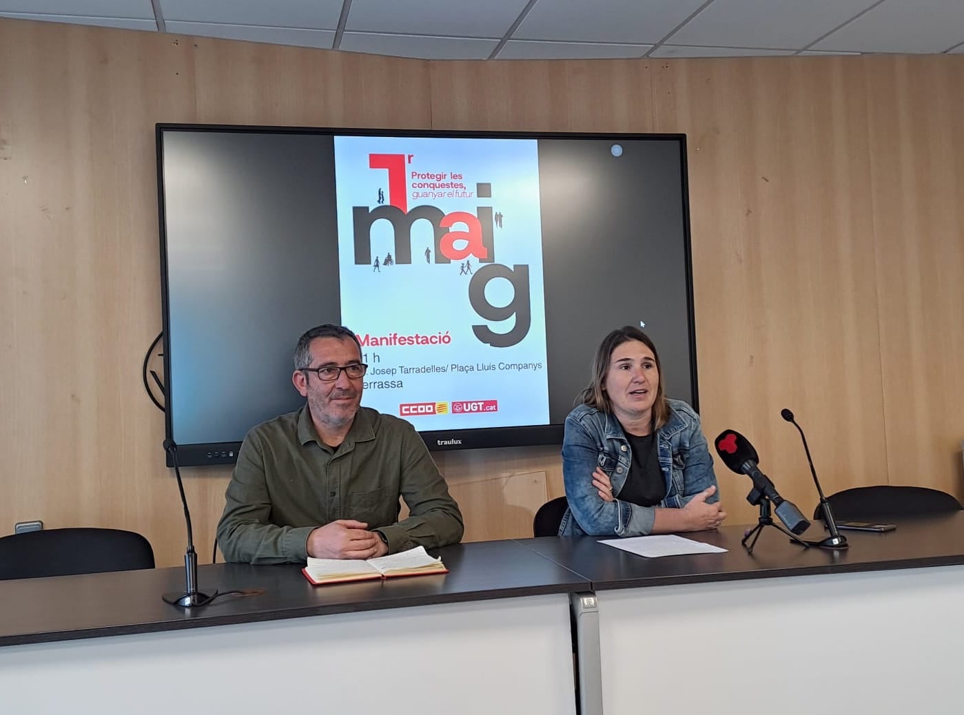 Roda de premsa de CCOO i UGT per la manifestació de l'1 de Maig | Oriol Manrique