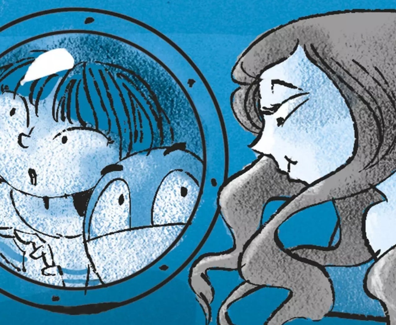 Il·lustració del conte 'Ben al fons del fons del mar', per part de Kim Amate | K.A.