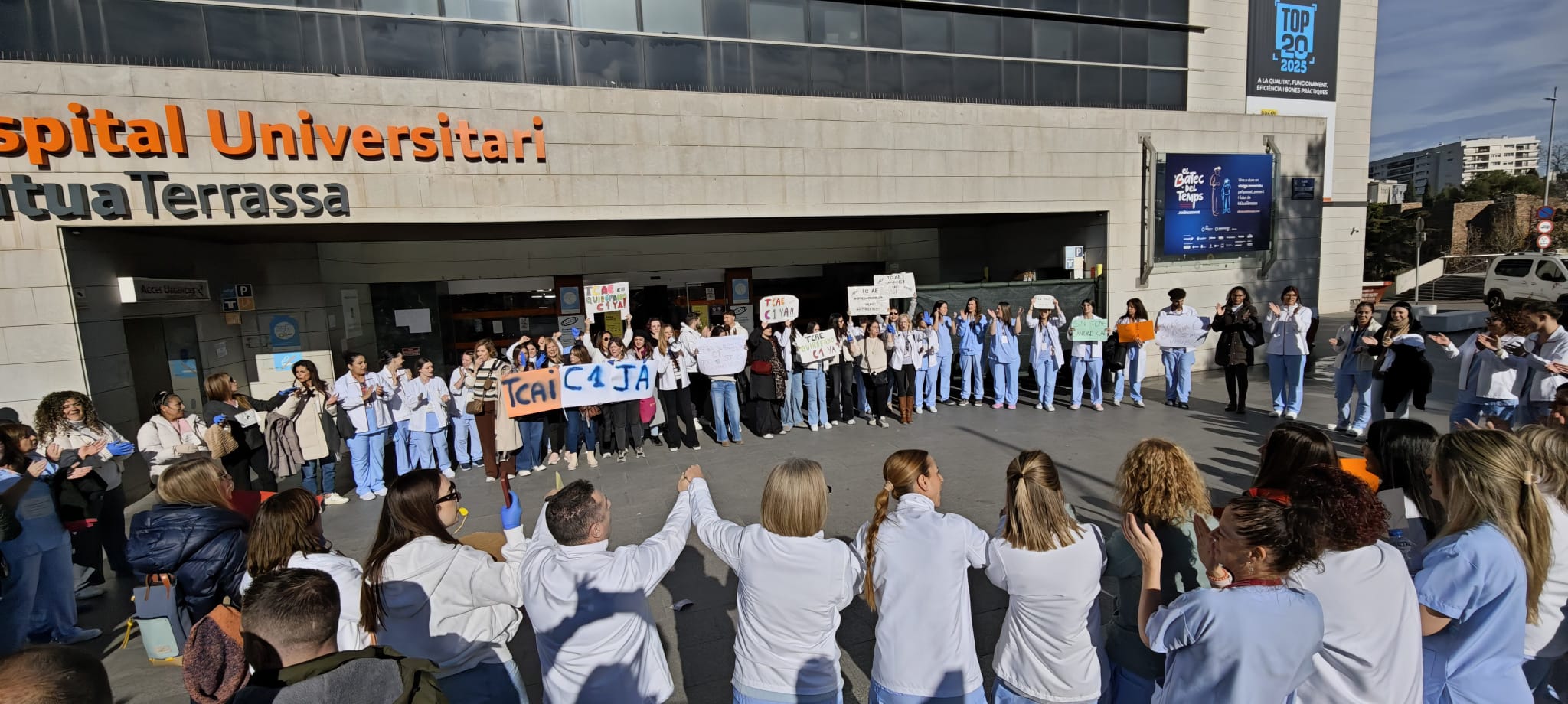 Protesta dels Tècnics en Cures Auxiliars d'Infermeria  per reclamar majors drets laborals | USOC FAMT 