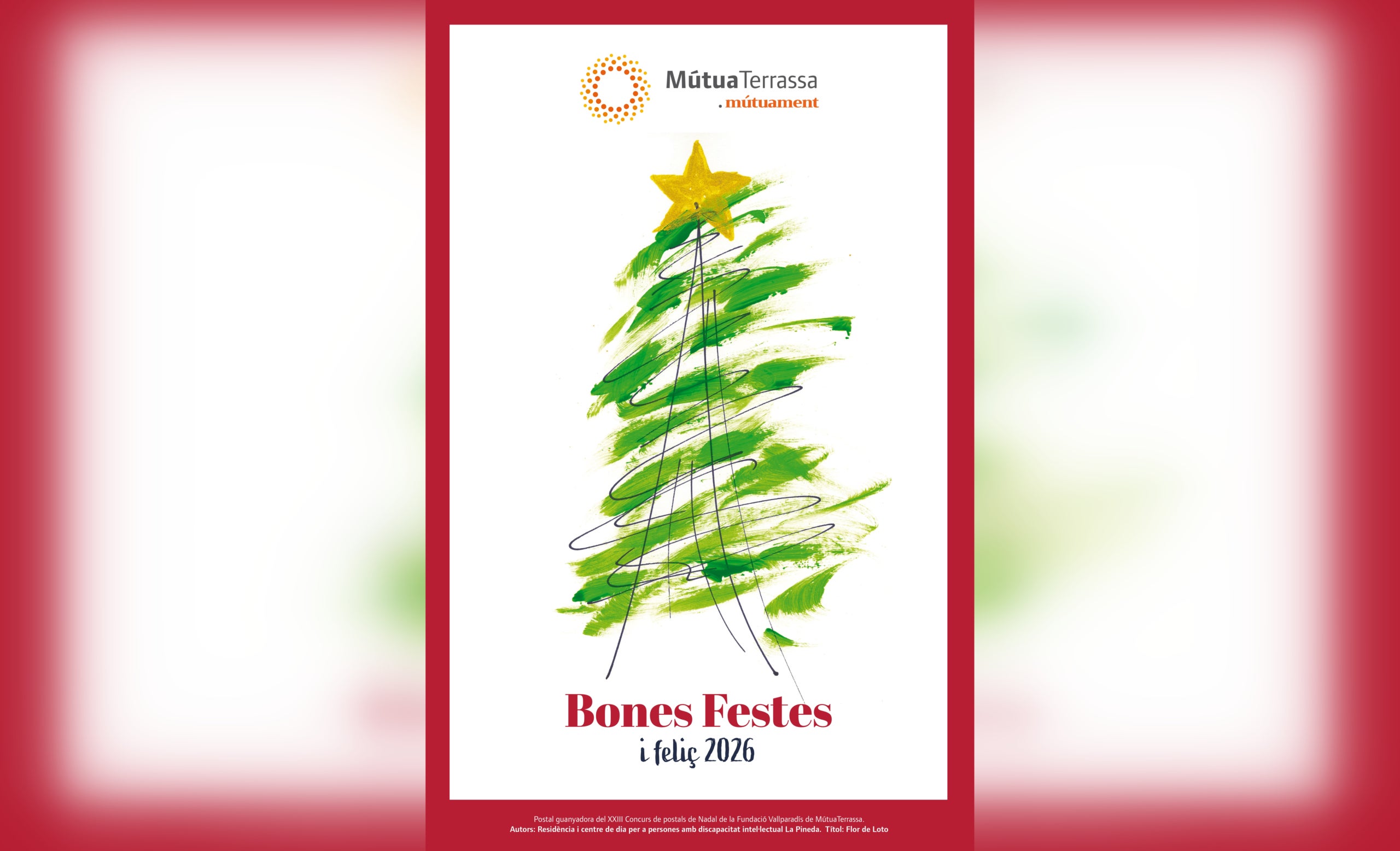 La postal de la residència i centre de dia per a persones amb discapacitat intel·lectual La Pineda, guanyadora del tradicional concurs de nadales de la Fundació Vallparadís | MútuaTerrassa