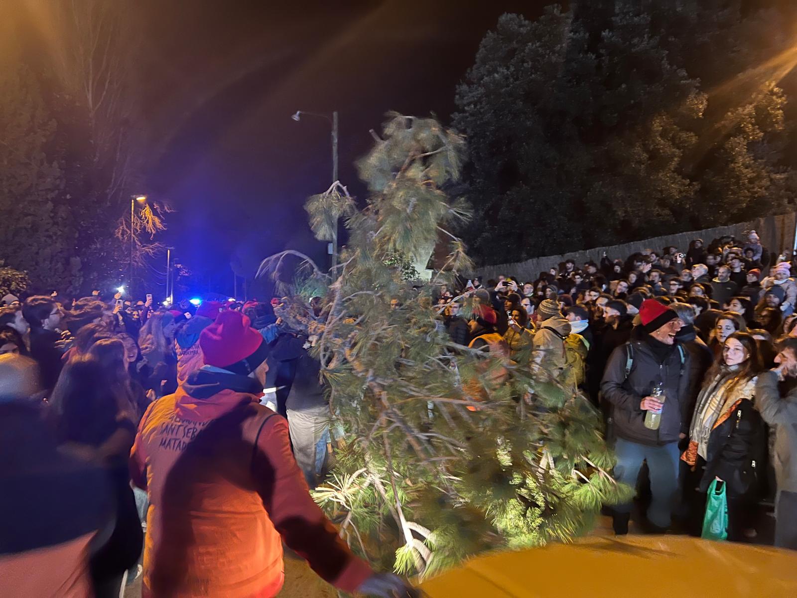 Matadepera ha celebrat aquest dissabte, 10 de gener, una de les activitats més popular de les Festes de Sant Sebastià, la Baixada del Pi. Centenars de persones en aquesta tradicional jornada que va gaudir d'un ambient plenament festiu i sense incidents. Una de les principals novetats d'enguany ha estat el canvi d'ubicació del sopar de la baixada del pi, que es va traslladar al carrer Enric Genescà a causa de les restriccions per la pesta porcina | Salvador Cot