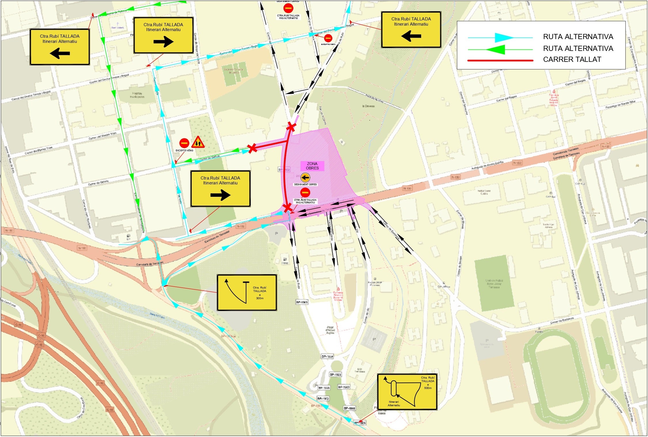 Afectacions al trànsit pel tall a la carretera de Rubí amb avinguda Santa Eulàlia | Aj. Terrassa