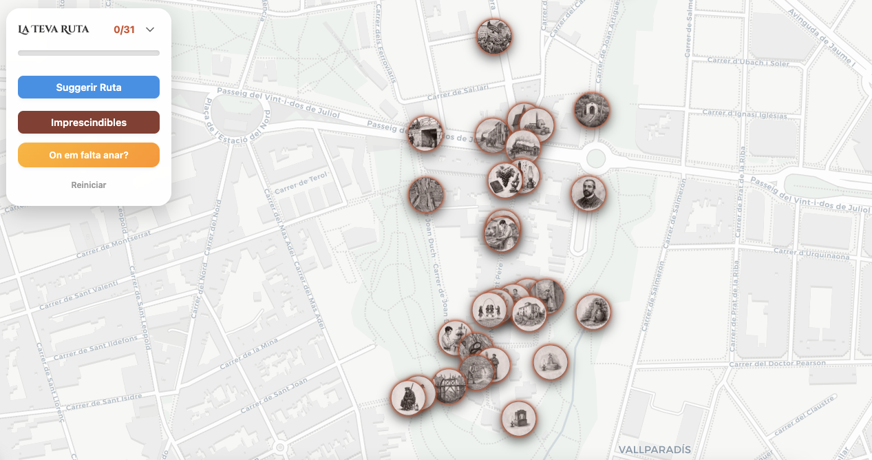 Mapa interactiu 'Indrets de Sant Pere de Terrassa' | Associació de Veïns de l'Antic Poble de Sant Pere