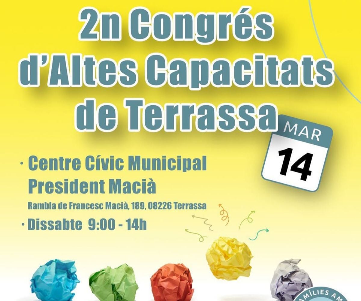 Cartell del 2n Congrés d'Altes Capacitats a Terrassa |Associació de Famílies amb AACC de Terrassa