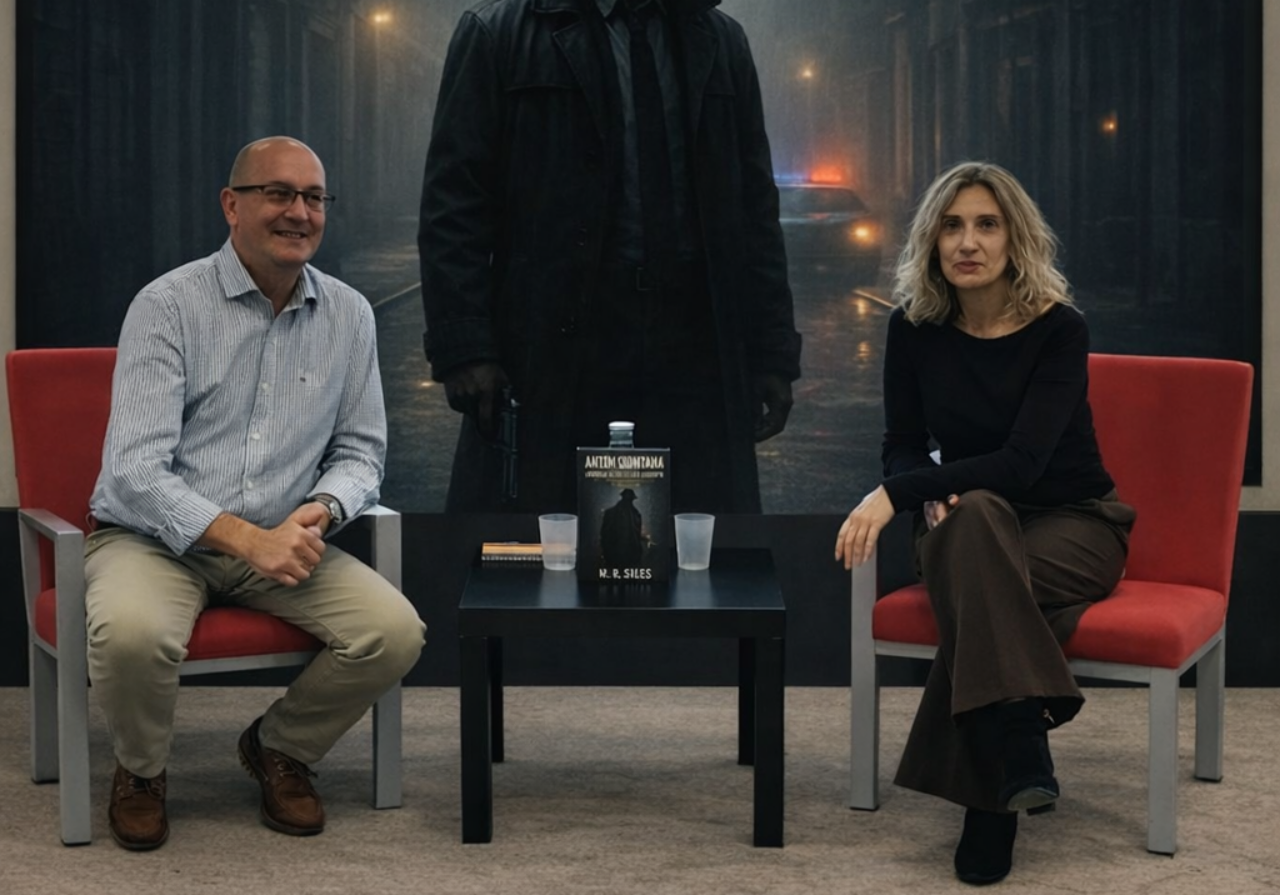 Manuel Reina amb Almudena Almagro, comissària del festival Crim i Misteri Terrassa | Cedida