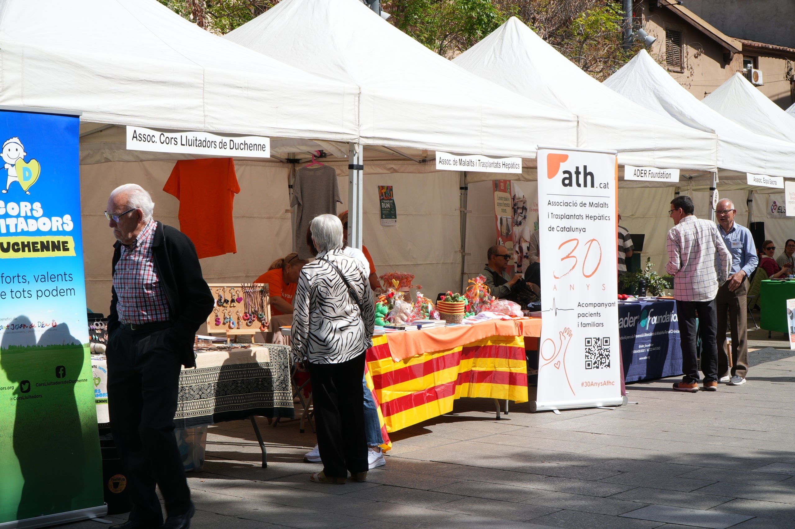 Després de la cita de tardor el novembre passat, la Fira d'Entitats de la Salut de Terrassa va celebrar aquest dissabte primaveral la seva desena edició amb una vintena d'associacions de malalties minoritàries, oncològiques, neurològiques o salut mental. Els seus visitants van poder informar-se en els diferents estands, alhora que s'organitzaven activitats, tallers i actuacions musicals des de l'escenari de la plaça durant tota la jornada | Jan Romero