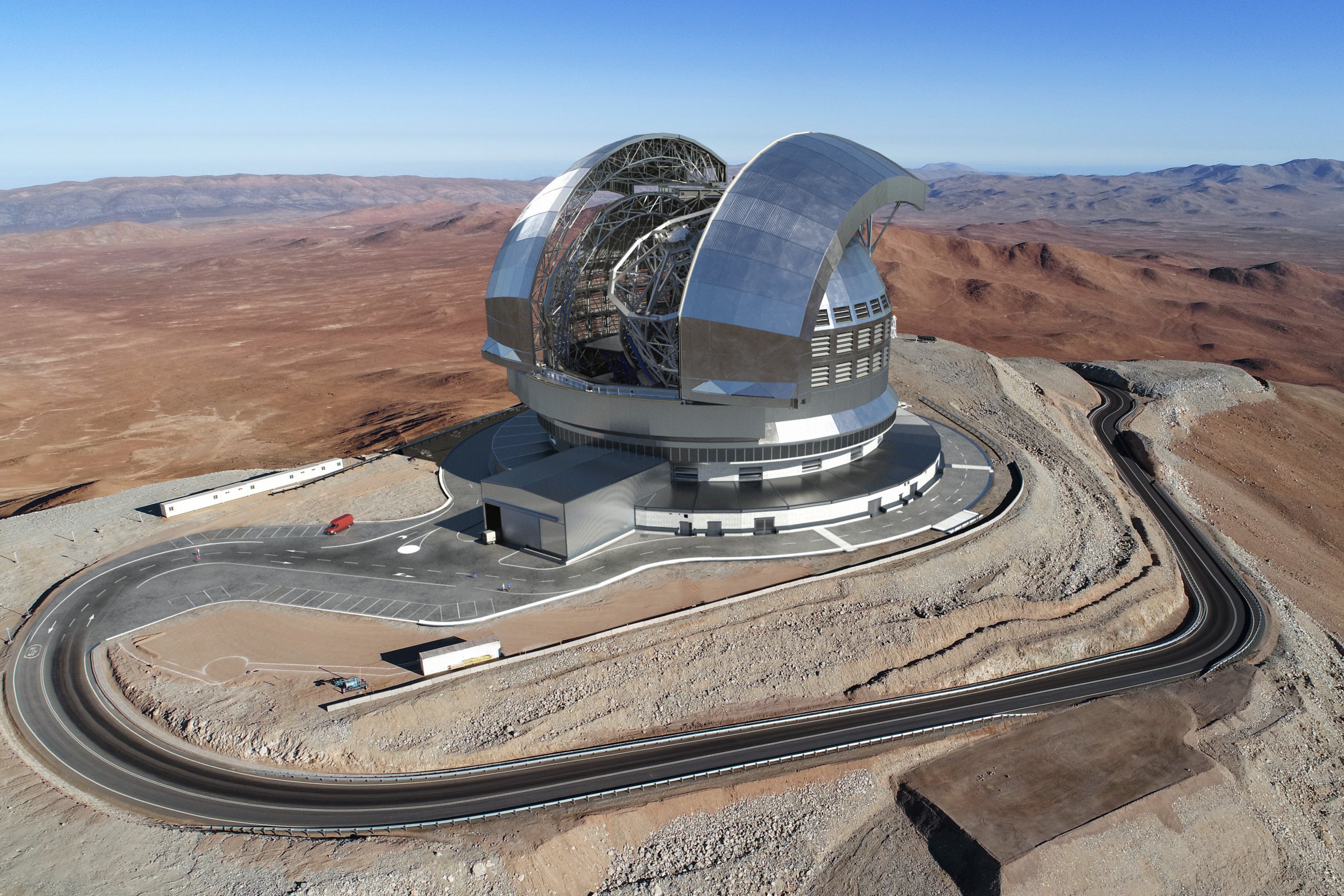 Render de l'Extremely Large Telescope (ELT), que esdevindrà telescopi terrestre òptic i infraroig proper més gran del món | UPC