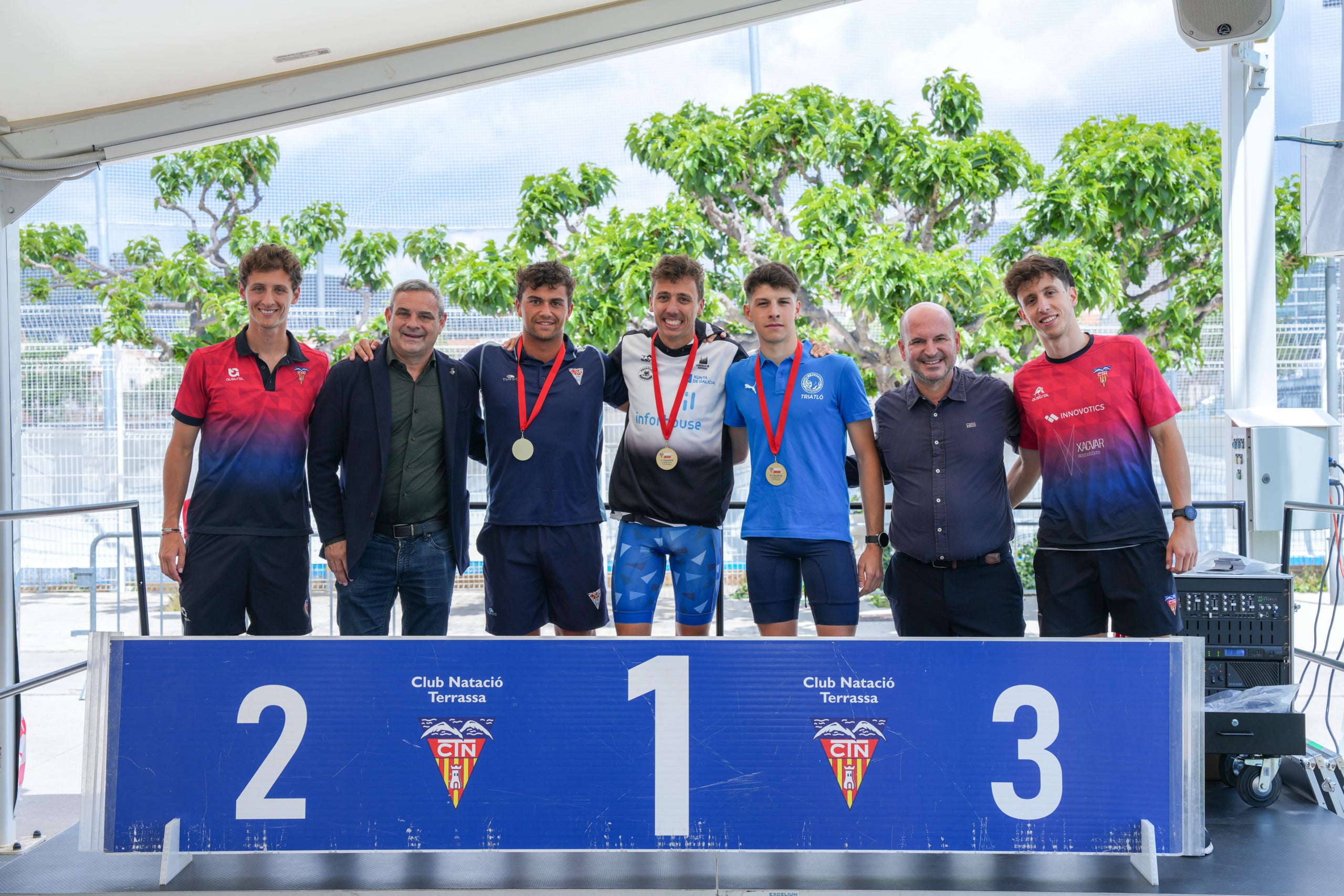 Podi masculí de la tercera edició del Triatló Indoor del CN Terrassa | CN Terrassa