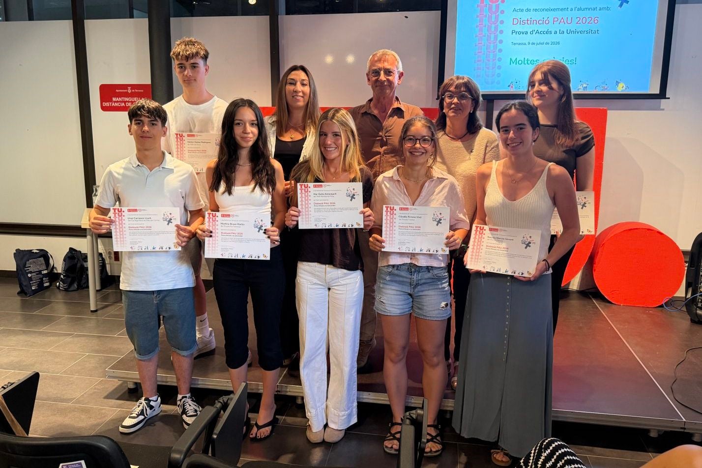 Acte de reconeixement a l'alumnat terrassenc distingit amb la Distinció PAU 2026 | Ajuntament de Terrassa