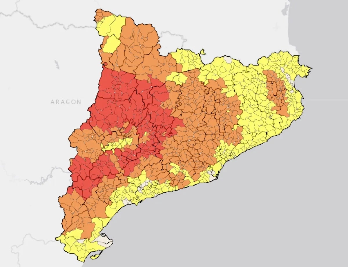 El mapa de risc d'incendi per municipis de la Generalitat s'actualitza cada dia
