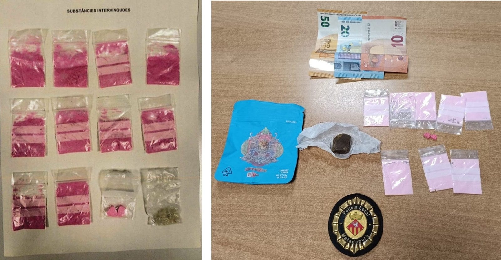 El material interceptat en l'actuació de la policia de Matadepera  | Policia Local de Matadepera