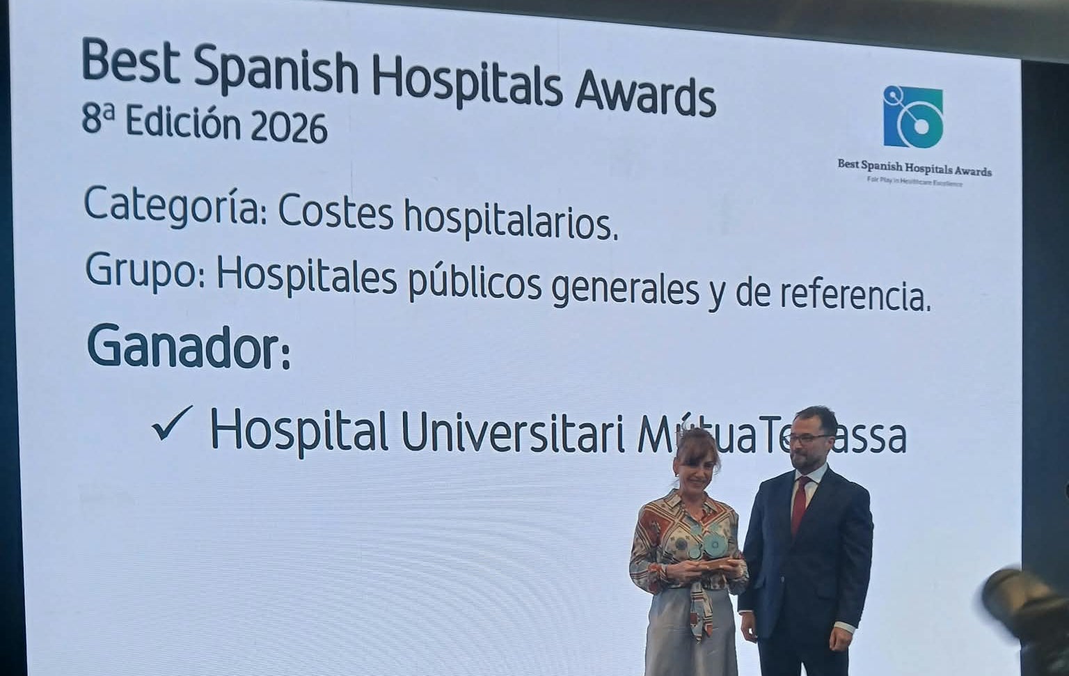 L'HUMT, Premi al millor hospital en gestió econòmica Best Spanish Hospital Awards | Cedida