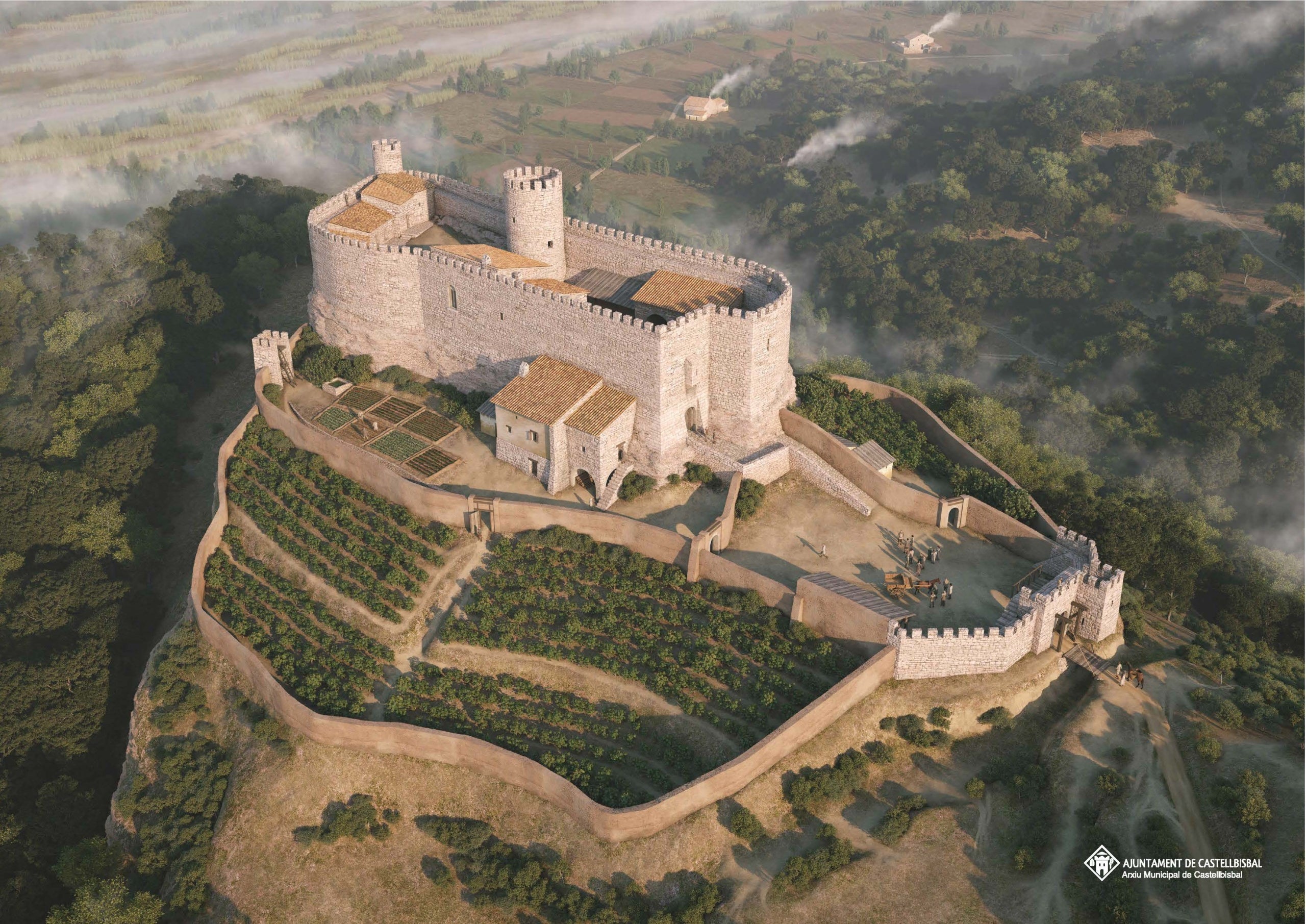 Reproducció virtual del Castell de Castellbisbal. JR Casals / Ajuntament de Castellbisbal