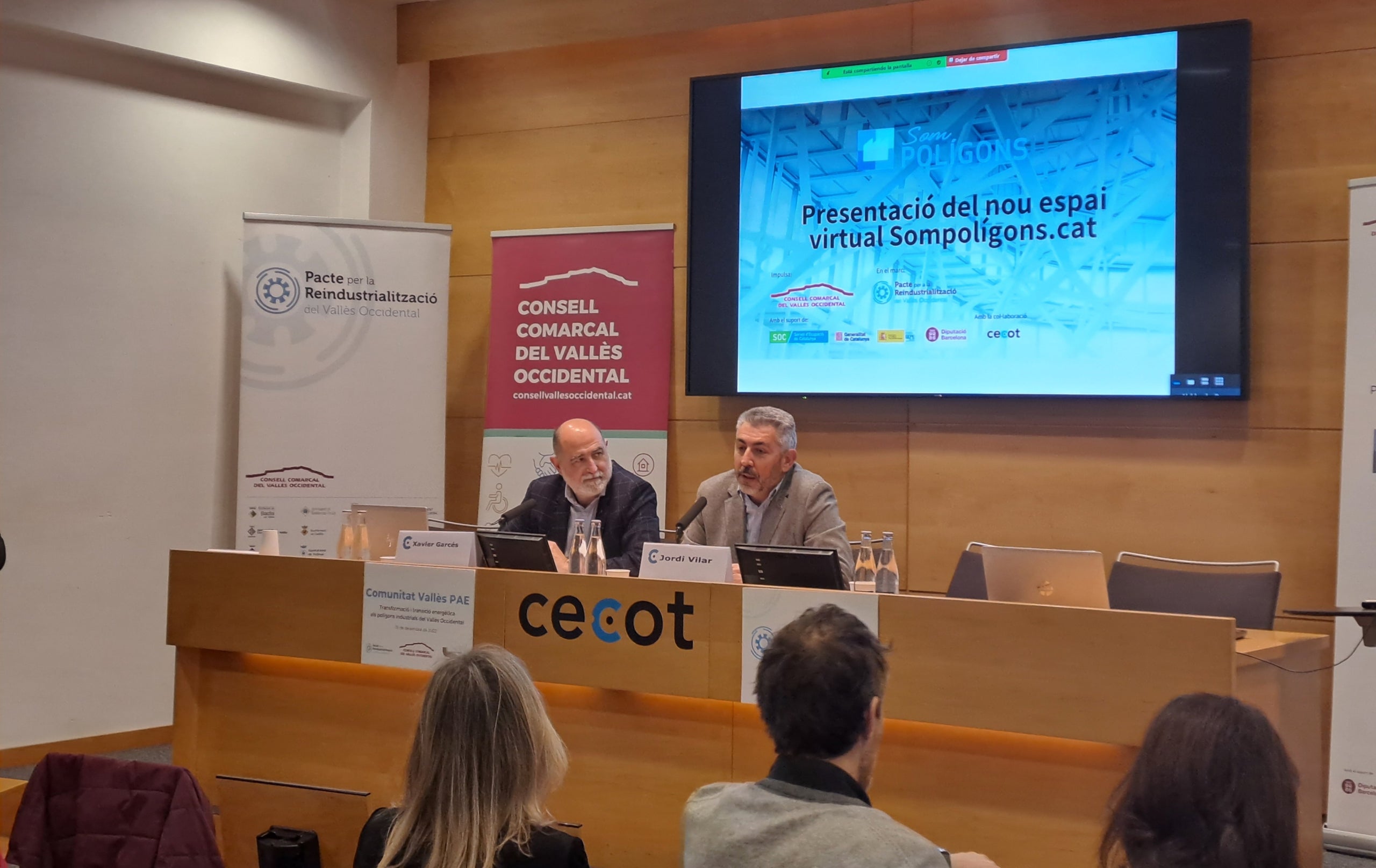 Jordi Vilar i Xavier Garcés durant la presentació del portal web 'SomPolígon.cat'