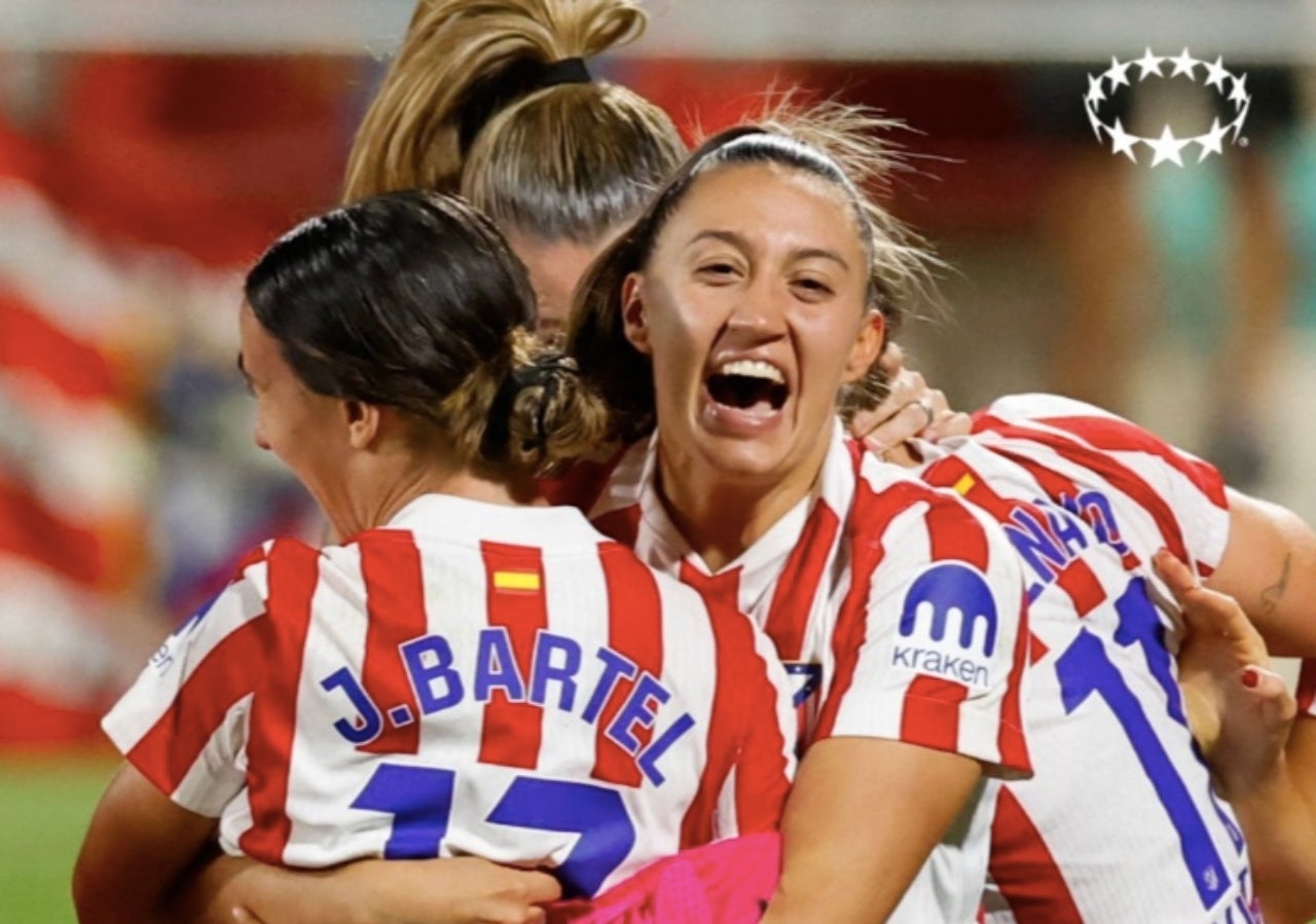 Bartel celebrant la victòria de l'Atlético de Madrid en l'eliminatòria Champions | UWCL