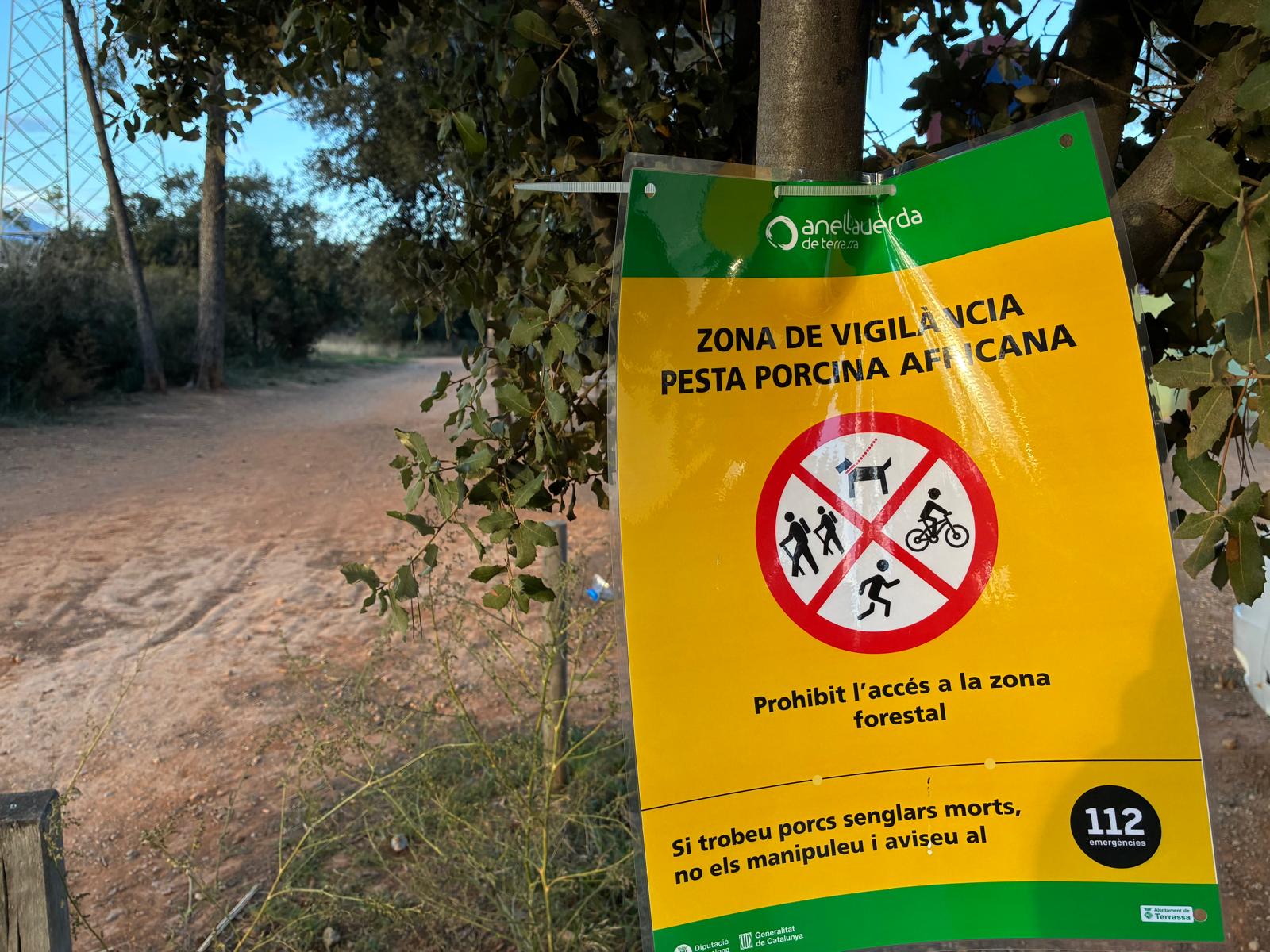 Cartell indicatiu de les restriccions per la pesta porcina | Vicenç Batalla